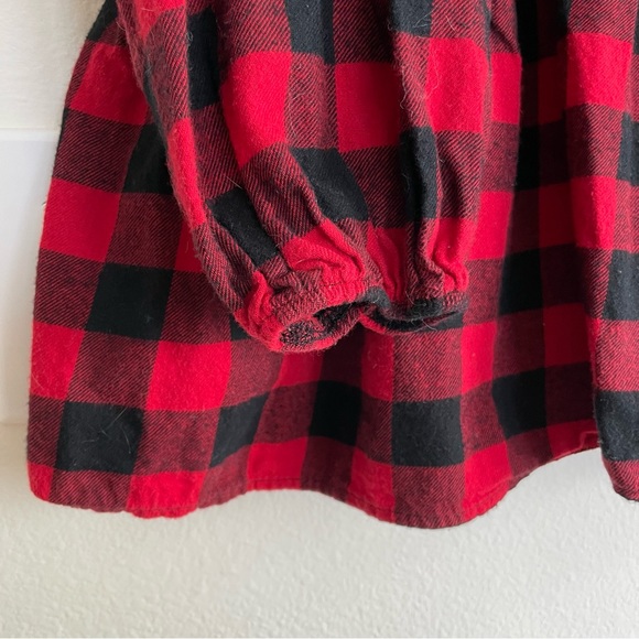 Fantastic Fawn 100% Cotton Flannel Black & Red Button Down Shirt Ruffle Blouse - Picture 6 of 8